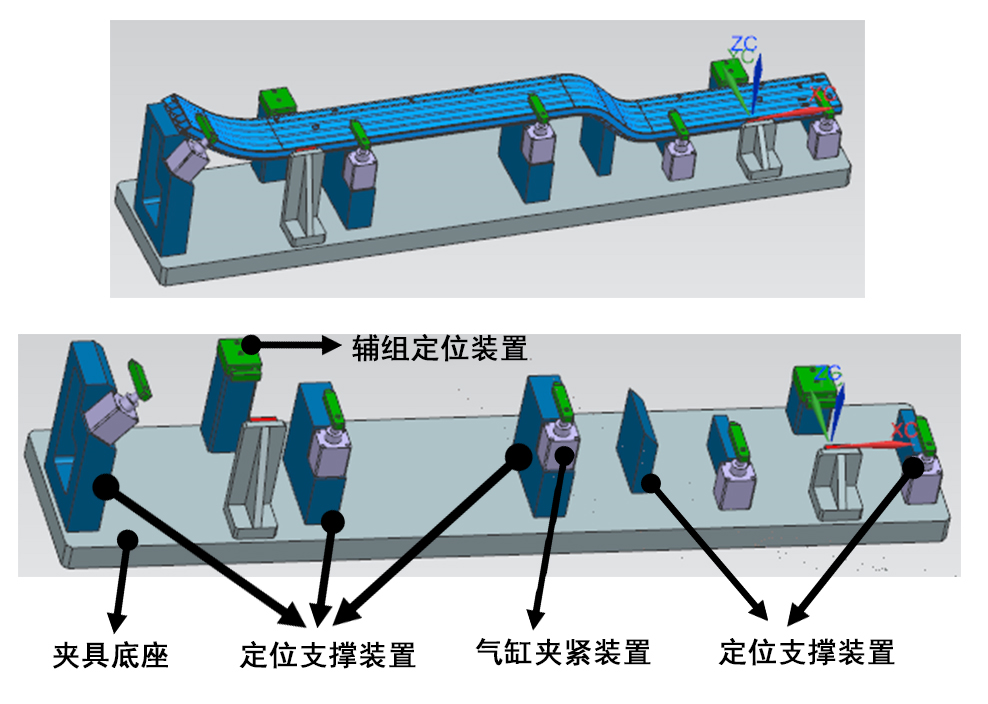 電池托盤側(cè)板加工夾具示意圖